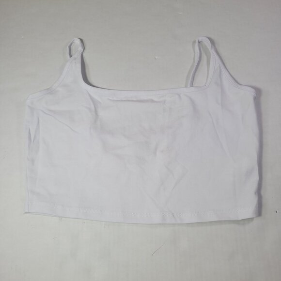 ASOS White Cotton Blend Casual Spaghetti Strap Crop Top Size 8 - Picture 1 of 6